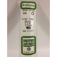 Evergreen White Polystyrene Tube 0.312 x 14" / 7.9mm x 36cm (3)