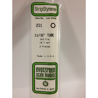 Evergreen White Polystyrene Tube 0.344 x 14" / 8.7mm x 36cm (2)