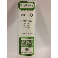 Evergreen White Polystyrene Tube 0.344 x 14" / 8.7mm x 36cm (2)