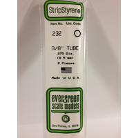 Evergreen White Polystyrene Tube 0.375 x 14" / 9.5mm x 36cm (2)