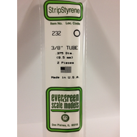 Evergreen White Polystyrene Tube 0.375 x 14" / 9.5mm x 36cm (2)
