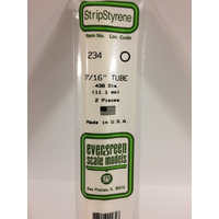 Evergreen 234 White Polystyrene Tube 0.438 x 14" / 11.1mm x 36cm (2)