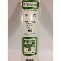 Evergreen White Polystyrene Tube 0.438 x 14" / 11.1mm x 36cm (2)
