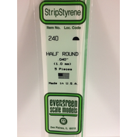 Evergreen White Polystyrene Half Round 0.040 x 14" / 1mm x 36cm (5)
