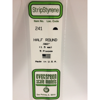 Evergreen White Polystyrene Half Round 0.060 x 14" / 1.5mm x 36cm (5)