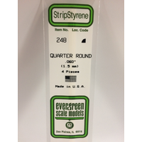 Evergreen White Polystyrene Quarter Round 0.060 x 14" / 1.5mm x 36cm (4)