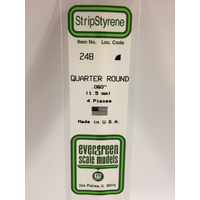 Evergreen White Polystyrene Quarter Round 0.060 x 14" / 1.5mm x 36cm (4)