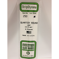 Evergreen White Polystyrene Quarter Round 0.100 x 14" / 2.5mm x 36cm (3)