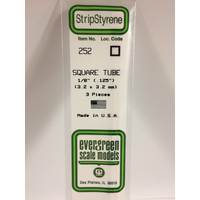 Evergreen White Polystyrene Square Tube 0.125 x 14" / 3.2mm x 36cm (3)