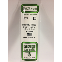 Evergreen White Polystyrene Square Tube 0.188 x 14" / 4.8mm x 36cm (3)