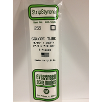 Evergreen White Polystyrene Square Tube 0.312 x 14" / 7.9mm x 36cm (2)