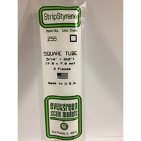 Evergreen White Polystyrene Square Tube 0.312 x 14" / 7.9mm x 36cm (2)