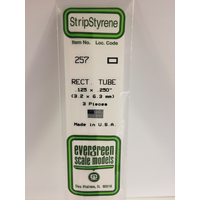Evergreen White Polystyrene Rectangular Tube 0.125 x 0.250 x 14" / 3.2mm x 6.4mm x 36cm (3)