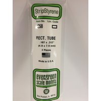 Evergreen White Polystyrene Rectangular Tube 0.187 x 0.312 x 14" / 4.7mm x 7.9mm x 36cm (2)