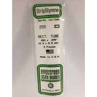 Evergreen White Polystyrene Rectangular Tube 0.250 x 0.375 x 14" / 6.4mm x 9.5mm x 36cm (2)