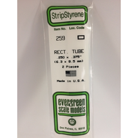 Evergreen White Polystyrene Rectangular Tube 0.250 x 0.375 x 14" / 6.4mm x 9.5mm x 36cm (2)