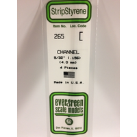 Evergreen 265 White Polystyrene Channel 0.156 x 14" / 4mm x 36cm (4)