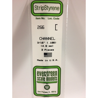 Evergreen White Polystyrene Channel 0.188 x 14" / 4.8mm x 36cm (3)
