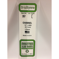 Evergreen White Polystyrene Channel 0.250 x 14" / 6.4mm x 36cm (3)
