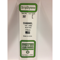 Evergreen White Polystyrene Channel 0.250 x 14" / 6.4mm x 36cm (3)