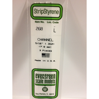 Evergreen White Polystyrene Channel 0.312 x 14" / 7.9mm x 36cm (3)
