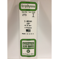 Evergreen White Polystyrene I-Beam 0.100 x 14" / 2.5mm x 36cm (4)