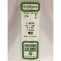 Evergreen White Polystyrene I-Beam 0.125 x 14" / 3.2mm x 36cm (4)