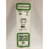 Evergreen 275 White Polystyrene I-Beam 0.156 x 14" / 4mm x 36cm (3)