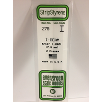 Evergreen White Polystyrene I-Beam 0.312 x 14" / 7.9mm x 36cm (2)