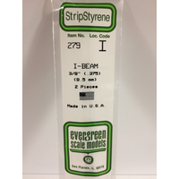 Evergreen 279 White Polystyrene I-Beam 0.375 x 14" / 9.5mm x 36cm (2)