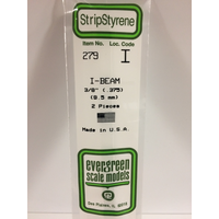 Evergreen White Polystyrene I-Beam 0.375 x 14" / 9.5mm x 36cm (2)