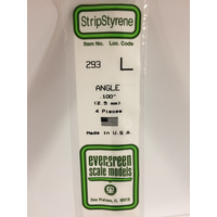 Evergreen White Polystyrene Angle 0.100 x 14" / 2.5mm x 36cm (4)