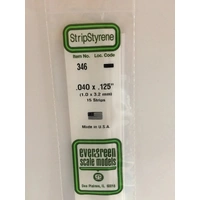 Evergreen White Polystyrene Strip 0.040 x 0.125 x 24" / 1mm x 3.2mm x 61cm (15)