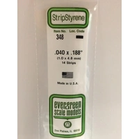 Evergreen White Polystyrene Strip 0.040 x 0.188 x 24" / 1mm x 4.8mm x 61cm (14)