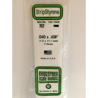 Evergreen White Polystyrene Strip 0.040 x 0.438 x 24" / 1mm x 11.1mm x 61cm (9)