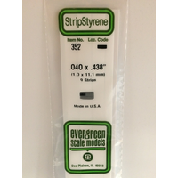Evergreen White Polystyrene Strip 0.040 x 0.438 x 24" / 1mm x 11.1mm x 61cm (9)