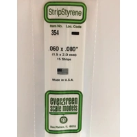 Evergreen White Polystyrene Strip 0.060 x 0.080 x 24" / 1.5mm x 2mm x 61cm (15)