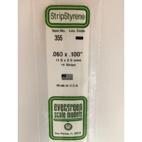 Evergreen White Polystyrene Strip 0.060 x 0.100 x 24" / 1.5mm x 2.5mm x 61cm (14)