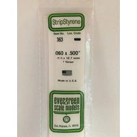 Evergreen White Polystyrene Strip 0.060 x 0.500 x 24" / 1.5mm x 12.7mm x 61cm (7)