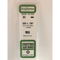 Evergreen 367 White Polystyrene Strip 0.080 x 0.156 x 24" / 2mm x 4mm x 61cm (11)