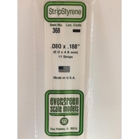 Evergreen White Polystyrene Strip 0.080 x 0.188 x 24" / 2mm x 4.8mm x 61cm (11)