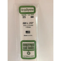 Evergreen White Polystyrene Strip 0.080 x 0.312 x 24" / 2mm x 7.9mm x 61cm (9)