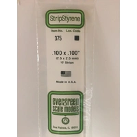 Evergreen White Polystyrene Strip 0.100 x 0.100 x 24" / 2.5mm x 2.5mm x 61cm (12)