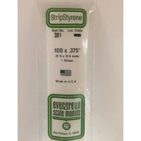 Evergreen White Polystyrene Strip 0.100 x 0.375 x 24" / 2.5mm x 9.5mm x 61cm (7)