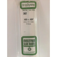 Evergreen White Polystyrene Strip 0.100 x 0.438 x 24" / 2.5mm x 11.1mm x 61cm (6)
