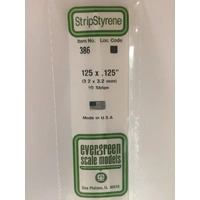 Evergreen White Polystyrene Strip 0.125 x 0.125 x 24" / 3.2mm x 3.2mm x 61cm (10)