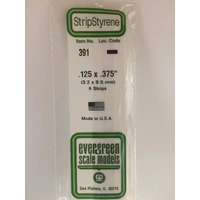 Evergreen White Polystyrene Strip 0.125 x 0.375 x 24" / 3.2mm x 9.5mm x 61cm (6)