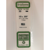 Evergreen White Polystyrene Strip 0.125 x 0.500 x 24" / 3.2mm x 12.7mm x 61cm (4)