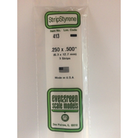 Evergreen White Polystyrene Strip 0.250 x 0.500 x 24" / 6.4mm x 12.7mm x 61cm (3)