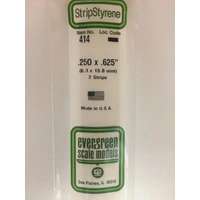 Evergreen White Polystyrene Strip 0.250 x 0.625 x 24" / 6.4mm x 15.9mm x 61cm (2)